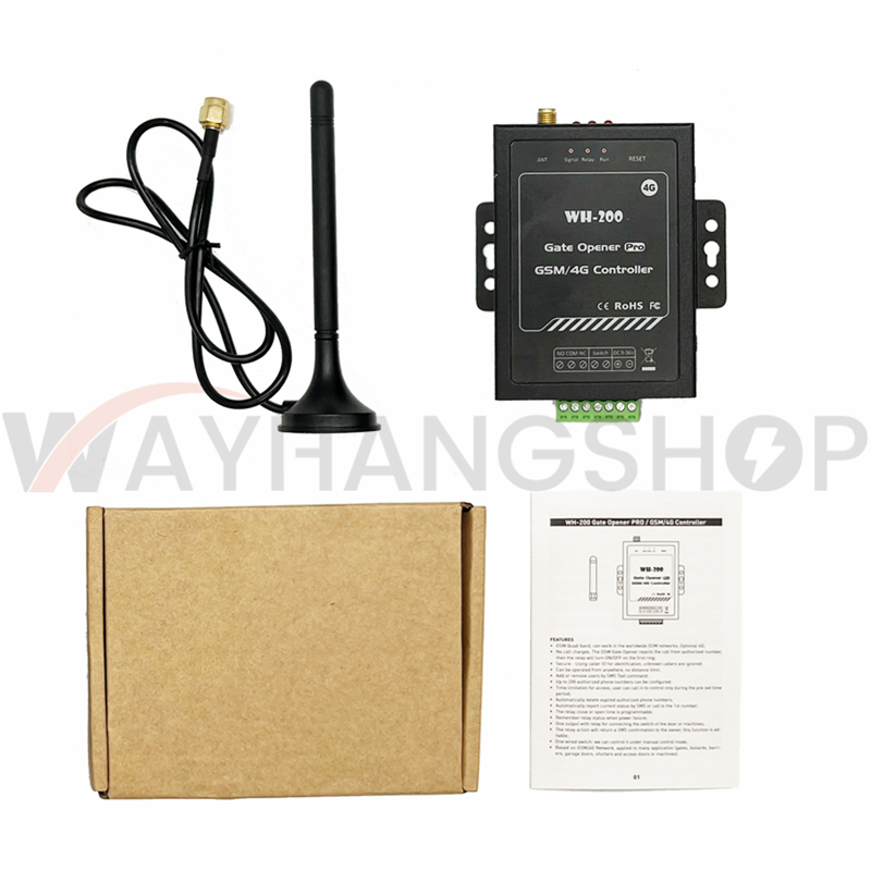 WH-200 4G GSM SMS Remote Controller Switch Relay for Swing Sliding Gate Opener 