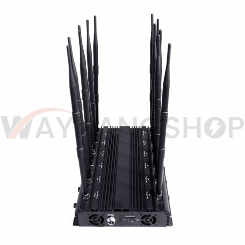 New powerful 12 antennas jammer block 2G 3G 4G 5G GPS WIFI Lojack 98W output power cover range up to 80m