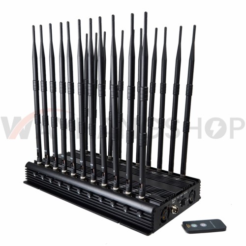 World First 22 Antennas Wireless Signal Jammer For Full Bands 5GLTE 2G 3G 4G Wi-Fi GPS LOJACK Output Power 42Watt With Infrared Remote Control