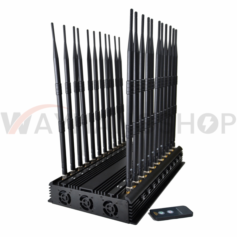 World First 22 Antennas Wireless Signal Jammer For Full Bands 5GLTE 2G 3G 4G Wi-Fi GPS LOJACK Output Power 42Watt With Infrared Remote Control 