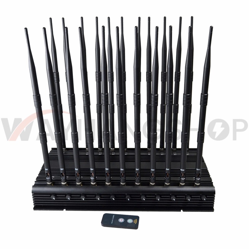 World First 22 Antennas Wireless Signal Jammer For Full Bands 5GLTE 2G 3G 4G Wi-Fi GPS LOJACK Output Power 42Watt With Infrared Remote Control 