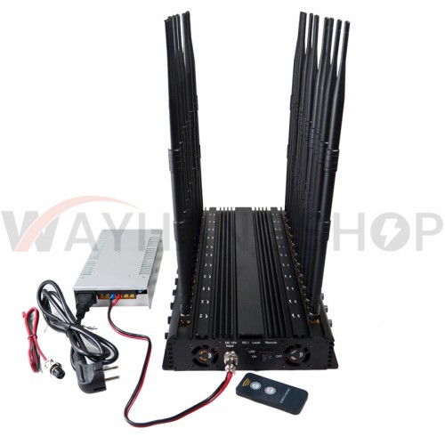 World First 22 Antennas Wireless Signal Jammer For Full Bands 5GLTE 2G 3G 4G Wi-Fi GPS LOJACK Output Power 42Watt With Infrared Remote Control