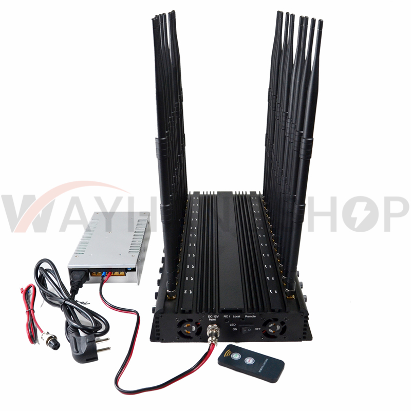 World First 22 Antennas Wireless Signal Jammer For Full Bands 5GLTE 2G 3G 4G Wi-Fi GPS LOJACK Output Power 42Watt With Infrared Remote Control 