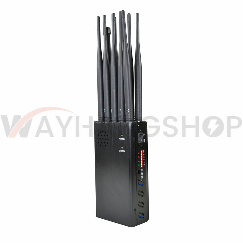 Newest 10 Antennas Portable Cell Phone Jammer Lojack GPS WIFI Blocker 