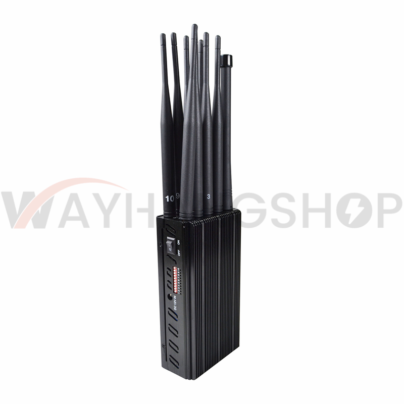 Newest 10 Antennas Portable Cell Phone Jammer Lojack GPS WIFI Blocker 