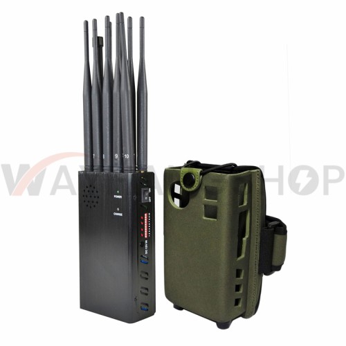 Newest 10 Antennas Portable Cell Phone Jammer Lojack GPS WIFI Blocker