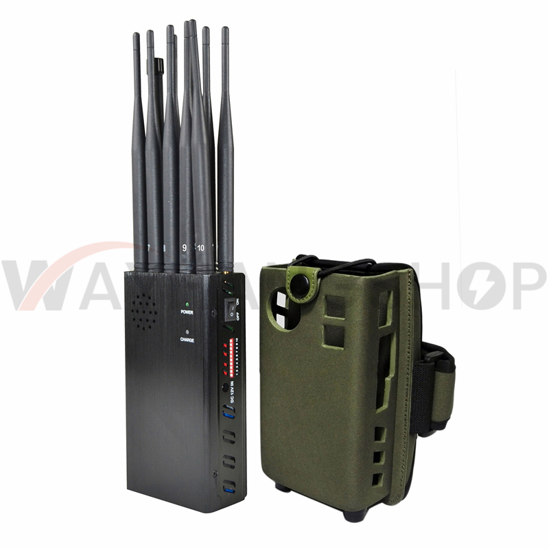 Newest 10 Antennas Portable Cell Phone Jammer Lojack GPS WIFI Blocker 