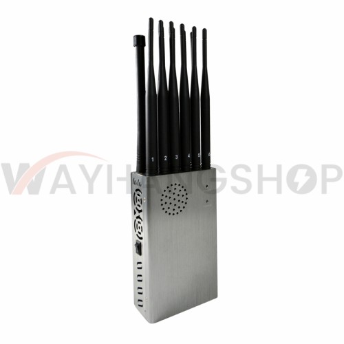 Newest 12 Antennas Plus Portable Mobile Phone Signal Jammer Bigger Hot Sink & Battery 8.4Watt Jamming up to 20m