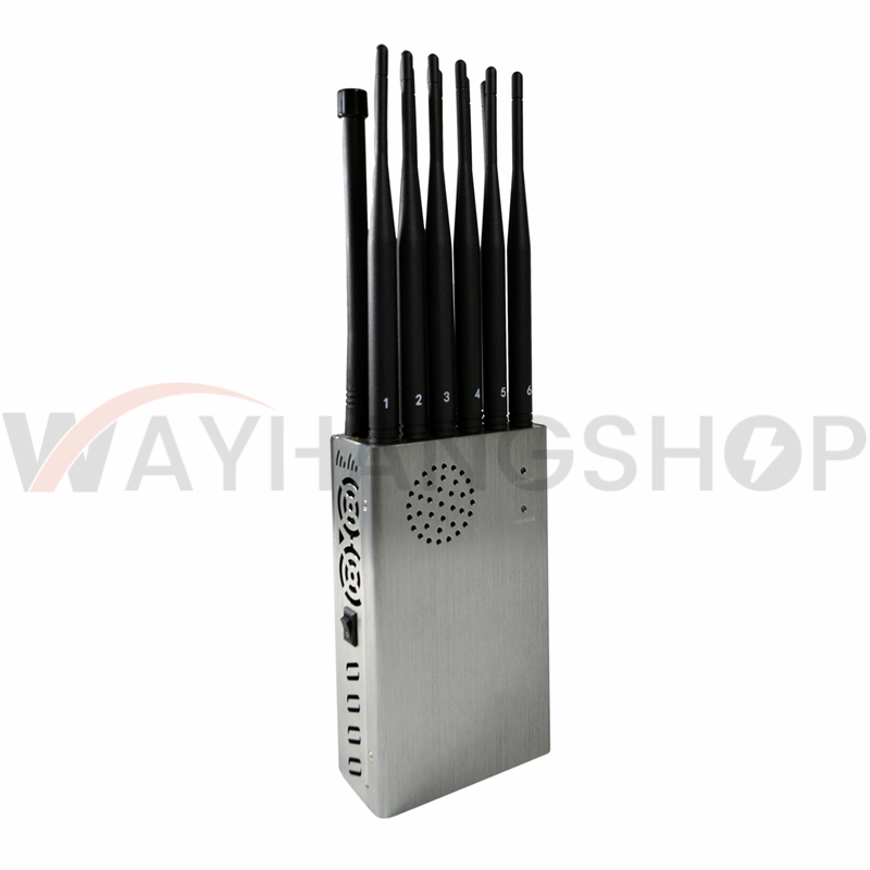 Newest 12 Antennas Plus Portable Mobile Phone Signal Jammer Bigger Hot Sink & Battery 8.4Watt Jamming up to 20m 