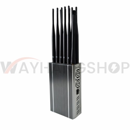 Newest 12 Antennas Plus Portable Mobile Phone Signal Jammer Bigger Hot Sink & Battery 8.4Watt Jamming up to 20m