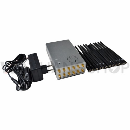 Newest 12 Antennas Plus Portable Mobile Phone Signal Jammer Bigger Hot Sink & Battery 8.4Watt Jamming up to 20m