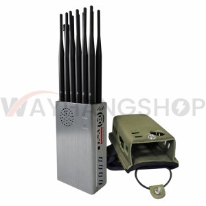 Newest 12 Antennas Plus Portable Mobile Phone Signal Jammer Bigger Hot Sink & Battery 8.4Watt Jamming up to 20m 