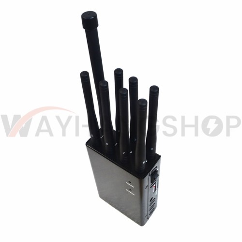 Newest 8 Antennas Handheld Cell Phone Jammer Blcok 2G/3G/4G and LOJACK GPS WIFI Signals