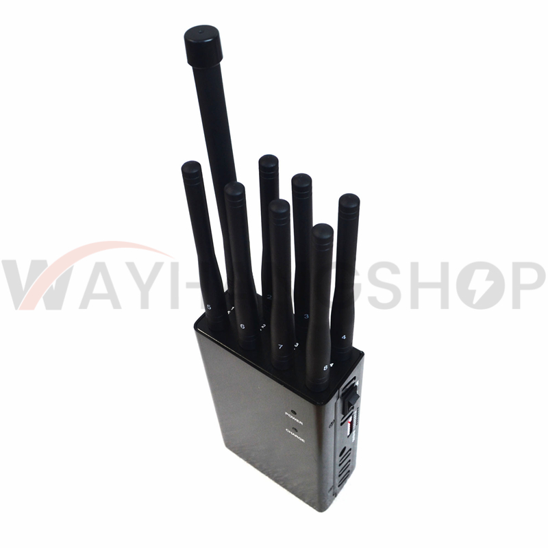 Newest 8 Antennas Handheld Cell Phone Jammer Blcok 2G/3G/4G and LOJACK GPS WIFI Signals 