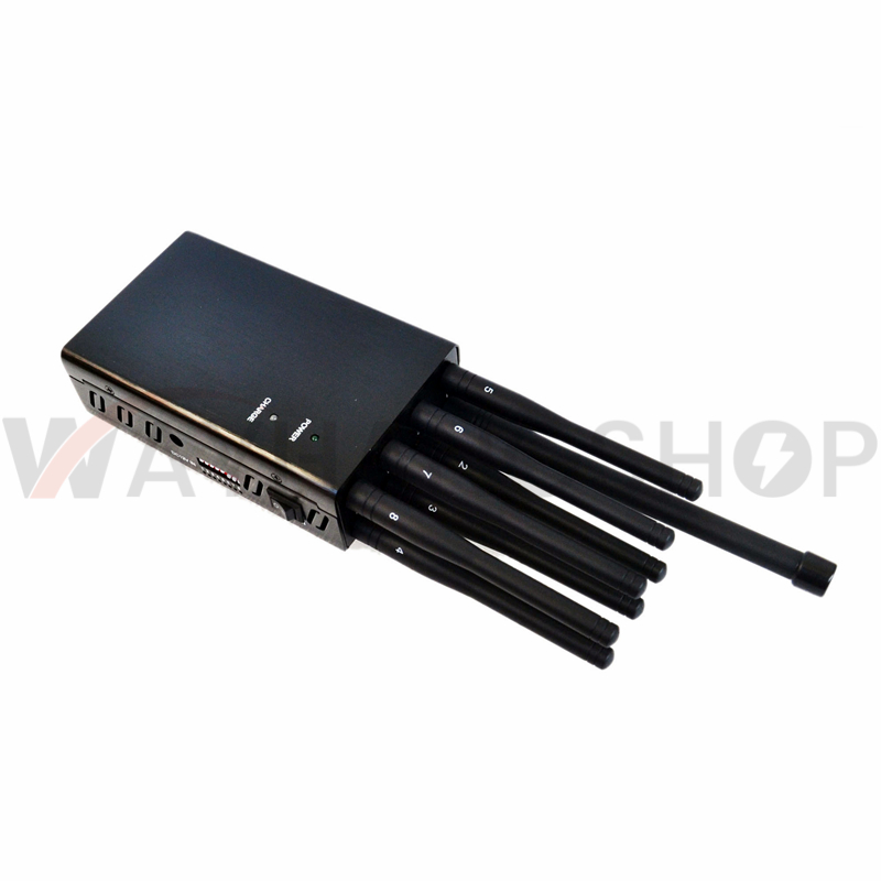 Newest 8 Antennas Handheld Cell Phone Jammer Blcok 2G/3G/4G and LOJACK GPS WIFI Signals 