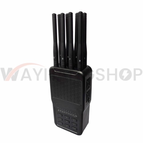 Handheld 8-CH Wireless Signal Jammer of ABS shell with Nylon Cover easily carry