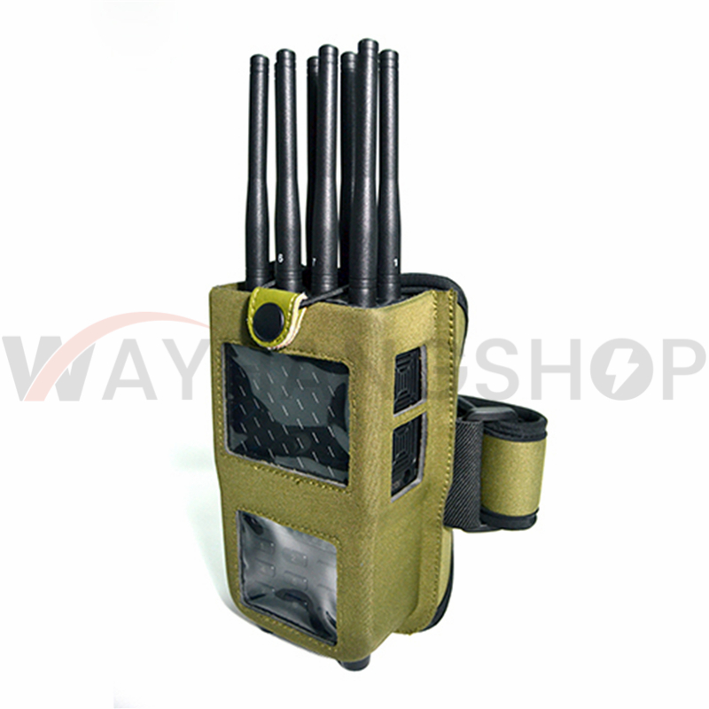 Handheld 8-CH Wireless Signal Jammer of ABS shell with Nylon Cover easily carry 