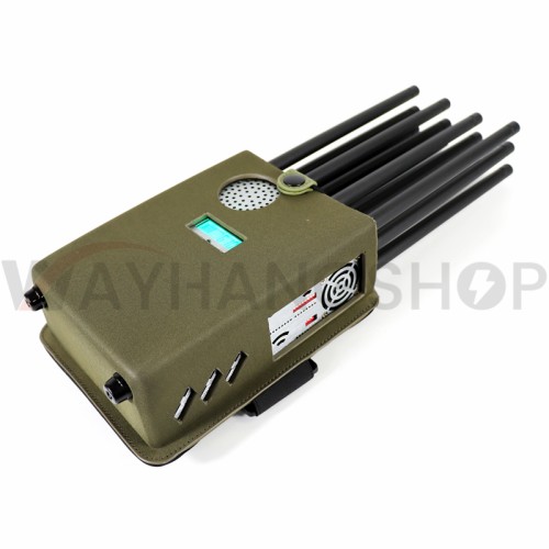 New High Power Handheld 12 Antennas 5G Cellphone Signal Jammer With Nylon Cover, Blocking 2G 3G 4G 5G Wi-Fi GPS UHF VHF, 37 Watts Jamming up to 40m