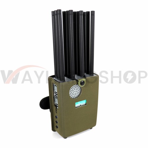 New High Power Handheld 12 Antennas 5G Cellphone Signal Jammer With Nylon Cover, Blocking 2G 3G 4G 5G Wi-Fi GPS UHF VHF, 37 Watts Jamming up to 40m