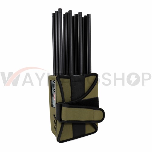 New High Power Handheld 12 Antennas 5G Cellphone Signal Jammer With Nylon Cover, Blocking 2G 3G 4G 5G Wi-Fi GPS UHF VHF, 37 Watts Jamming up to 40m