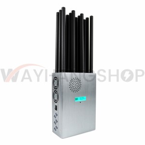 New High Power Handheld 12 Antennas 5G Cellphone Signal Jammer With Nylon Cover, Blocking 2G 3G 4G 5G Wi-Fi GPS UHF VHF, 37 Watts Jamming up to 40m 