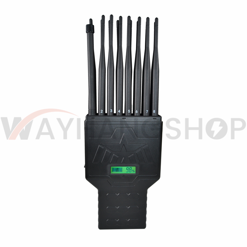 World First Handheld 16 Bands Cell Phone Signal Jammer Hidden Antenna Blocking 4G Wi-Fi5G RF Signal Jammer 12Watt Jamming up to 20m