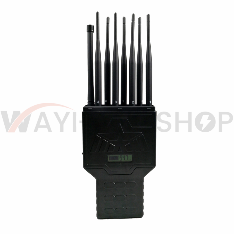 Unique High Power Handheld 8 Bands Cell Phone Signal Jammer 16Watt Jamming up to 30m 