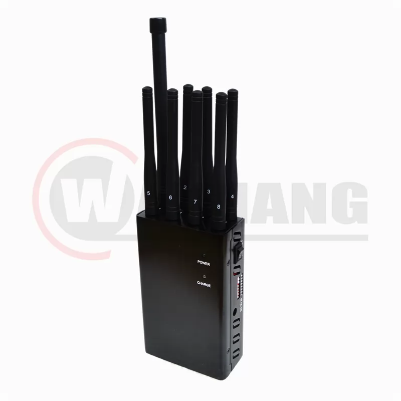 Newest 8 Antennas Handheld Cell Phone Jammer Blcok 2G/3G/4G and LOJACK GPS WIFI Signals